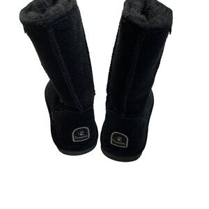 Bearpaw Womens Emma Short Boot Size 9 Sheepskin Wool Blend Black Winter Footwear